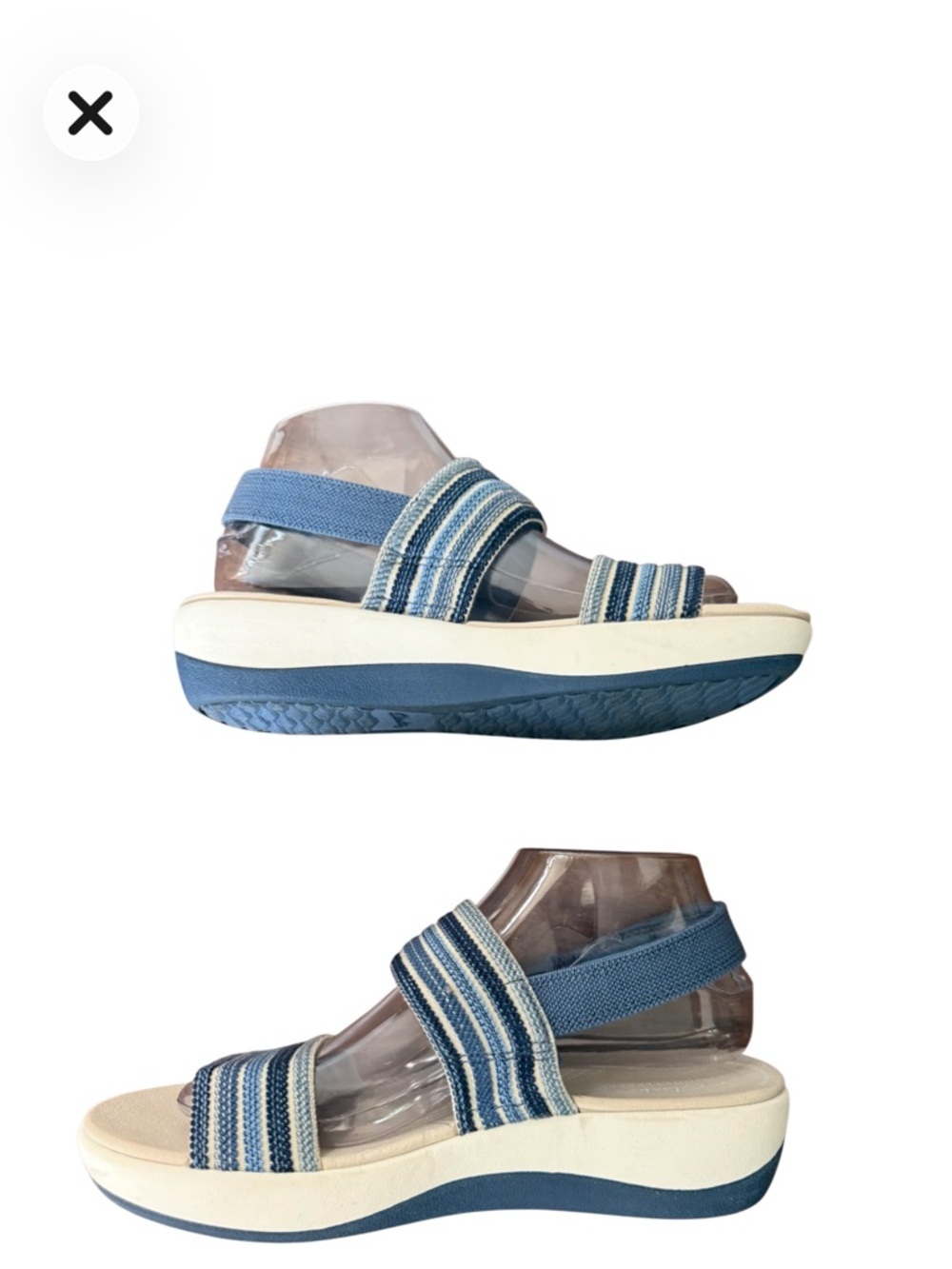 Clarks Cloudsteppers Arla Stroll Women’s Blue Striped Comfort Sandals-Size 7.5 W - Picture 7 of 14